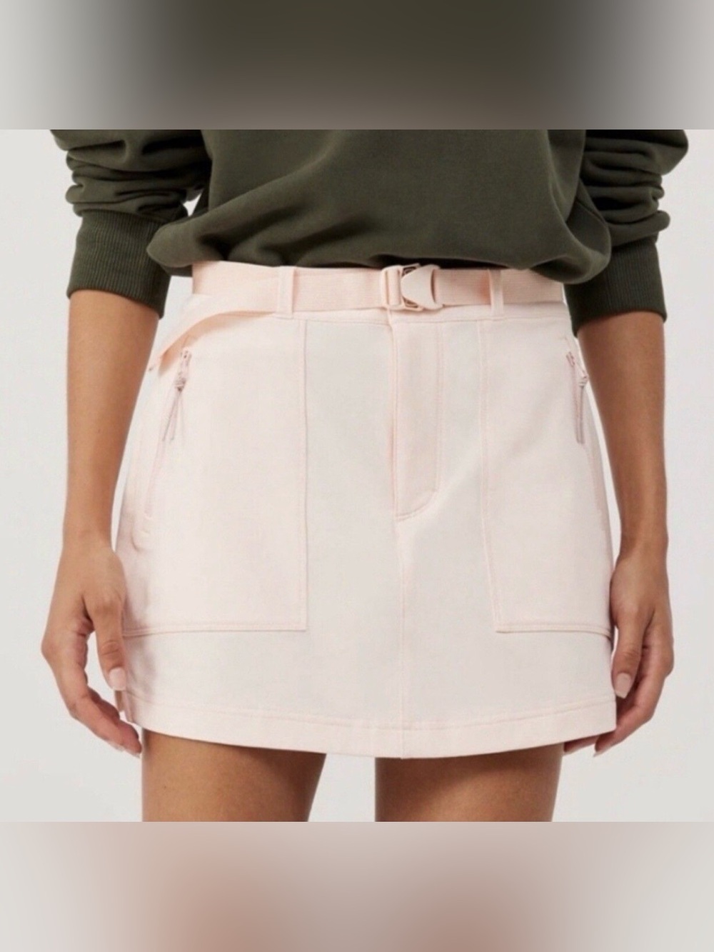 Outdoor Voices Rectrek Belted Blush Pink Mini Skirt M Pockets Hiking Stretch